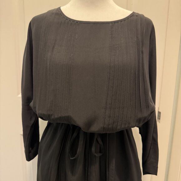 Greylin black long-sleeve mini dress, drawstring tassel waist - Picture 2 of 5